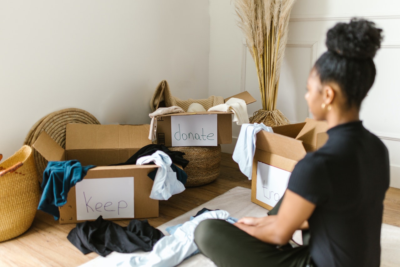 woman organizing