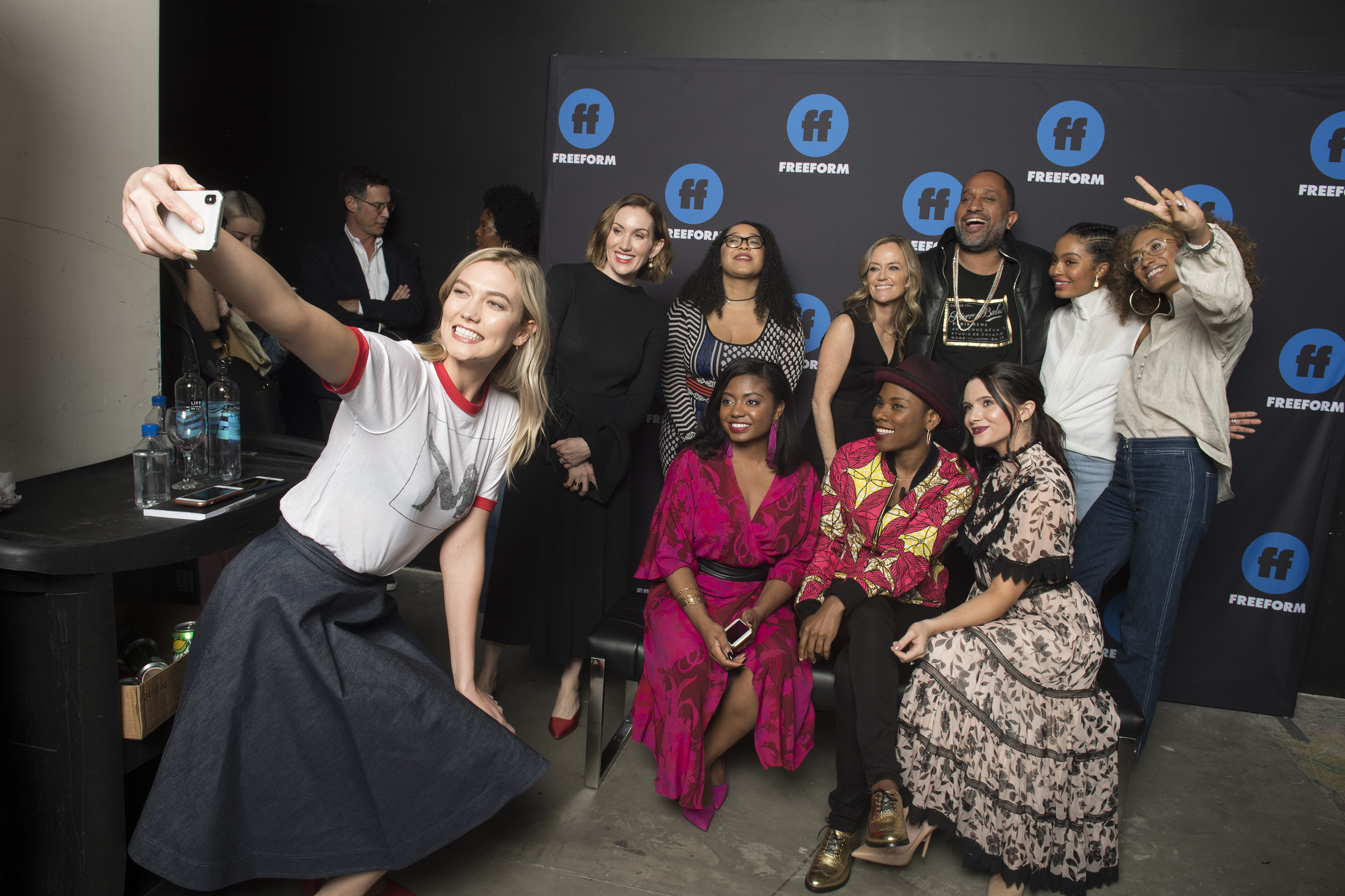 KARLIE KLOSS, KATHERINE POWER, ARIANA ROMERO, RHONSEHA BYNG, KAREY BURKE (EXECUTIVE VICE PRESIDENT, PROGRAMMING & DEVELOPMENT, FREEFORM), LUVVIE AJAYI, KENYA BARRIS (EXECUTIVE PRODUCER, ÒGROWN-ISHÓ), KATIE STEVENS, YARA SHAHIDI, ELAINE WELTEROTH
