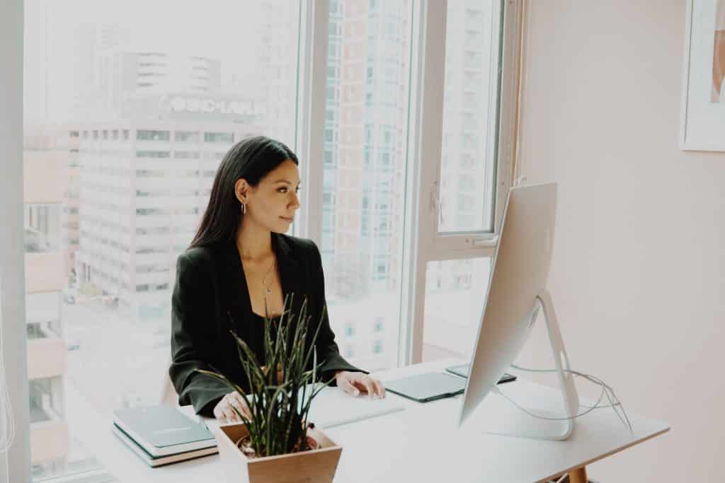 woman working in high rise office